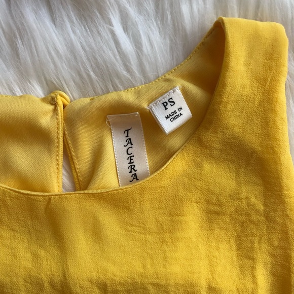 Tacera Yellow flowy lined tank shift dress - Picture 2 of 4